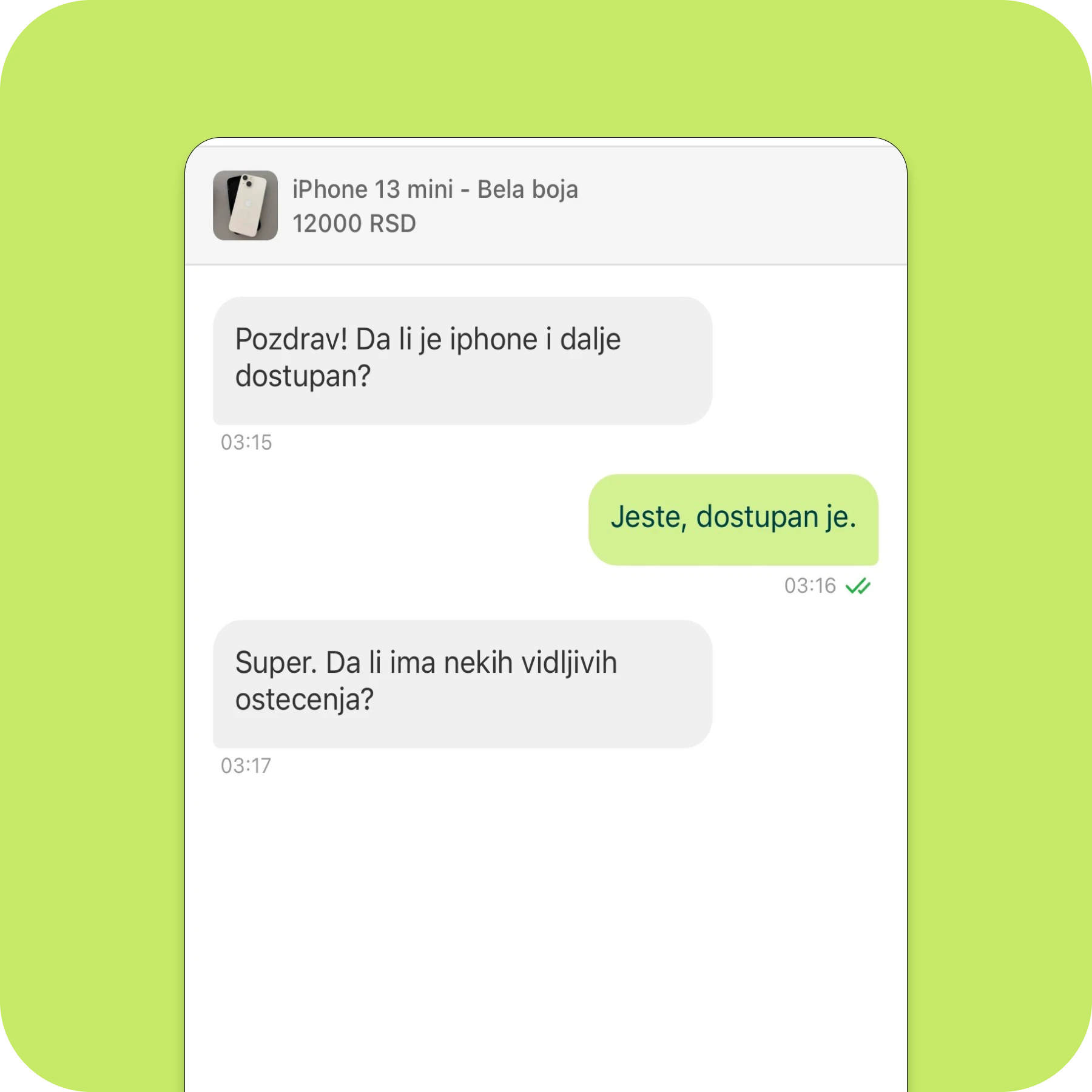 Pošalji poruku prodavcu ili kupcu na Moj Vinto